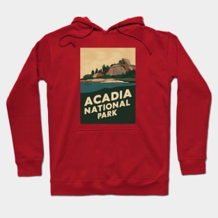 Acadia National Park Retro Vintage Postcard Illustration Hoodie